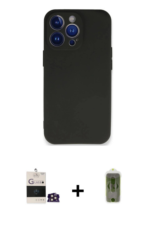 ieg™ iPhone 14 Pro Max Kılıf Kozmos Yansıma Özel Seri - Siyah Joko Magic 5D Hayalet Cam + Gold Bilvi