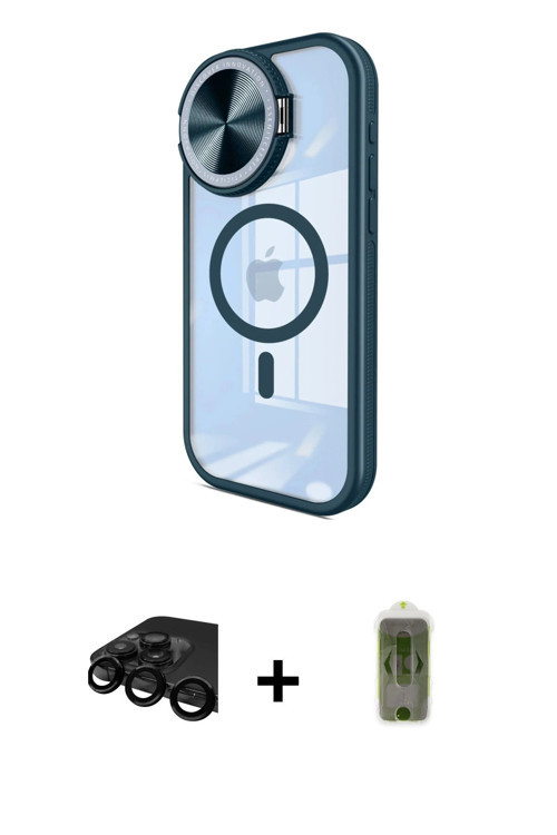 ieg™ iPhone 15 Pro Max Kılıf Kıvılcım Modern Koleksiyonu - Siyah Joko Magic 5D Hayalet Cam + Siyah R