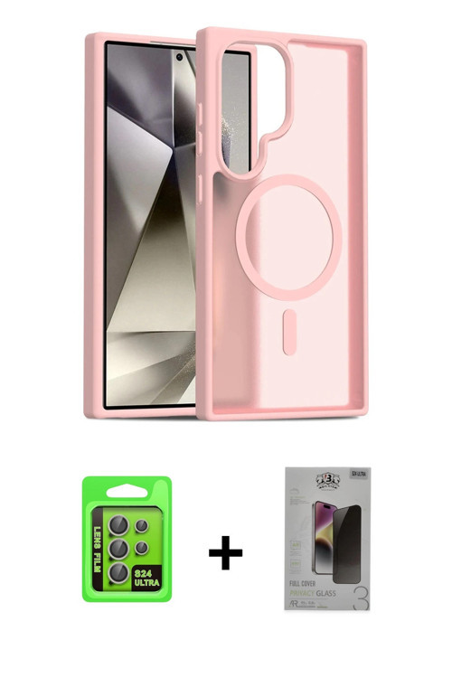 ieg™ Galaxy S24 Ultra Kılıf Siluet Minimal Prime - Siyah Bilvis Hayalet Cam Ekran Koruyucu + Gri Raz