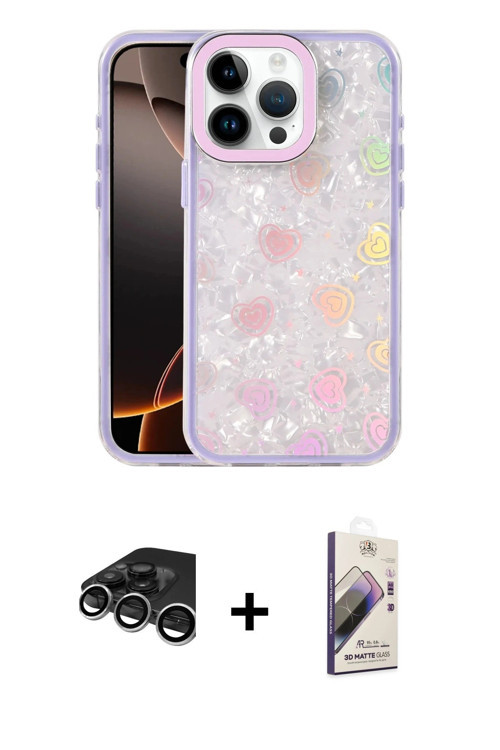 ieg™ iPhone 15 Pro Max Kılıf Odak Prime - Siyah Bilvis 3D Mat Cam Ekran Koruyucu + Gümüş Raze Metal