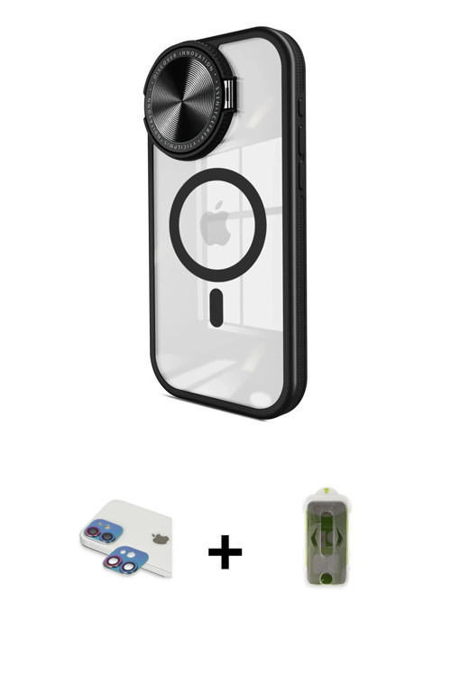 ieg™ iPhone 11 Kılıf Kıvılcım Modern Koleksiyonu - Siyah Joko Magic 5D Hayalet Cam + Gökkuşağı Pers