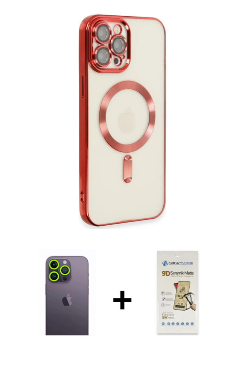 ieg™ iPhone 12 Pro Max Kılıf Nova Işık Özel Seri - Siyah Mat Seramik Nano Ekran Koruyucu + Yeşil Neo