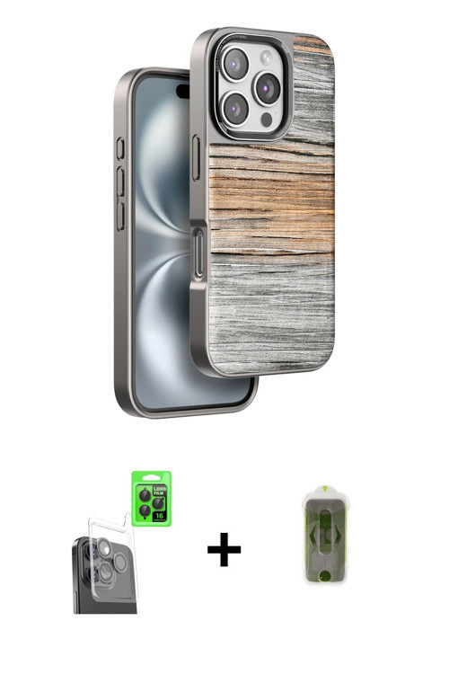 ieg™ iPhone 16 Pro Max Kılıf Atlas Minimal Özel Seri - Siyah Joko Magic 5D Hayalet Cam + Siyah Raze
