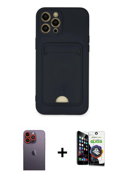 ieg™ iPhone 12 Pro Max Kılıf Vadi Çizgi Prime - Şeffaf Temperli Cam Ekran Koruyucu + Turuncu Neon Fo