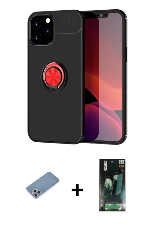 ieg™ iPhone 12 Pro Max Kılıf Yankı Form Prime - Şeffaf 360 Full Body Arka Koruyucu + Gümüş Shine Kam