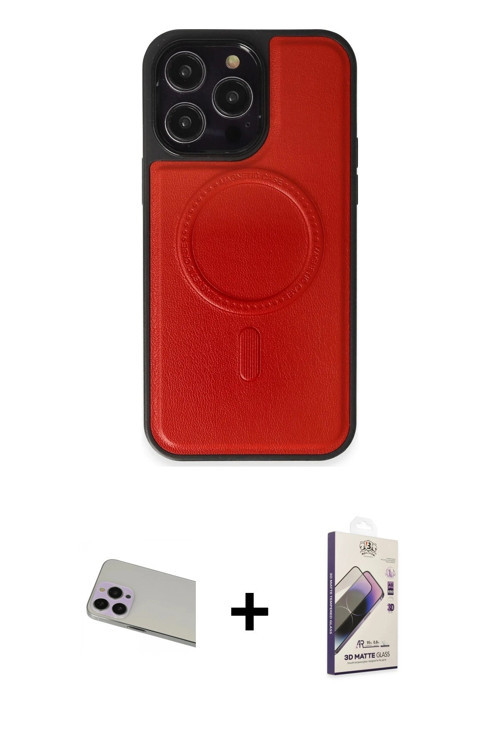 ieg™ iPhone 13 Pro Max Kılıf Zirve Işık Serisi - Siyah Bilvis 3D Mat Cam Ekran Koruyucu + Mor Rainbo