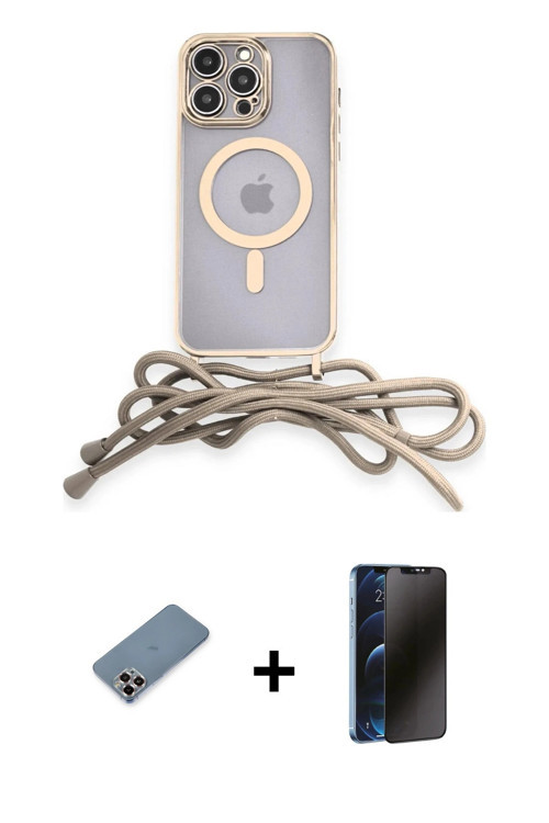 ieg™ iPhone 13 Pro Max Kılıf Eksen Özel Seri - Siyah 3D Antistatik Hayalet Cam Ekran Koruyucu + Mor