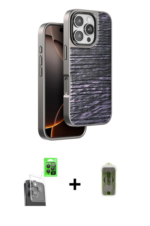ieg™ iPhone 16 Pro Max Kılıf Atlas Minimal Özel Seri - Siyah Joko Magic 5D Hayalet Cam + Siyah Raze