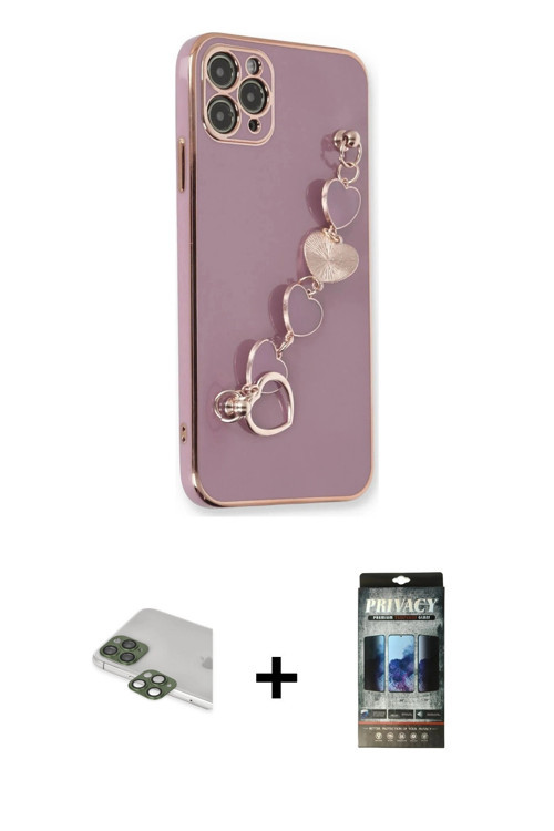 ieg™ iPhone 11 Pro Max Kılıf Nova Işık Prime - Siyah 34D Hayalet Izgaralı Cam + Yeşil Pers Alüminyum