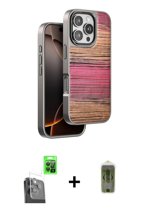 ieg™ iPhone 16 Pro Max Kılıf Atlas Minimal Özel Seri - Siyah Joko Magic 5D Hayalet Cam + Siyah Raze