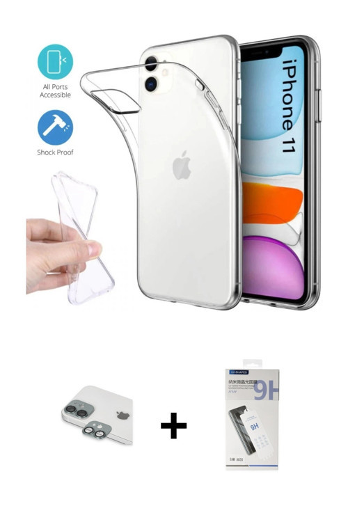 ieg™ iPhone 11 Kılıf Zirve Doku - Şeffaf Uv Polymer Nano Ekran Koruyucu + Yeşil Pers Alüminyum Kamer