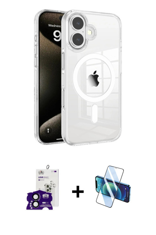 ieg™ iPhone 16 Kılıf Doruk Doku Özel Seri - Siyah 3D Antistatik Seramik Nano Ekran Koruyucu + Siyah