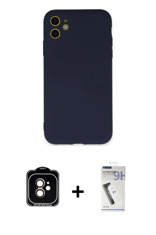 ieg™ iPhone 11 Kılıf Ahenk Serisi - Şeffaf Uv Polymer Nano Ekran Koruyucu + Turuncu PVD Metal Kamera