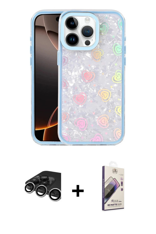 ieg™ iPhone 15 Pro Max Kılıf Odak Prime - Siyah Bilvis 3D Mat Cam Ekran Koruyucu + Gümüş Raze Metal