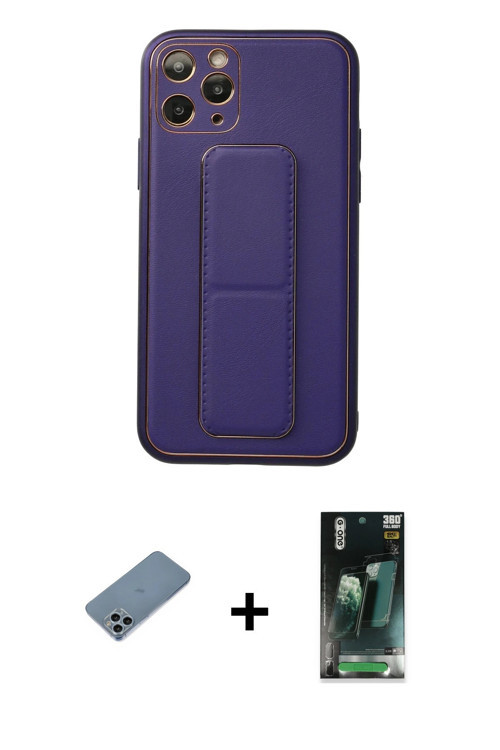 ieg™ iPhone 11 Pro Kılıf Akış Doku - Şeffaf 360 Full Body Arka Koruyucu + Sierra Blue Shine Kamera L