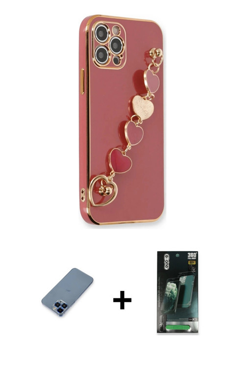 ieg™ iPhone 12 Pro Kılıf Nova Işık Prime - Şeffaf 360 Full Body Arka Koruyucu + Mavi Metal Kamera Le