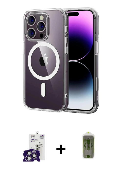 ieg™ iPhone 16 Pro Max Kılıf Ahenk Minimal Serisi - Siyah Joko Magic 5D Hayalet Cam + Titanyum Gri B