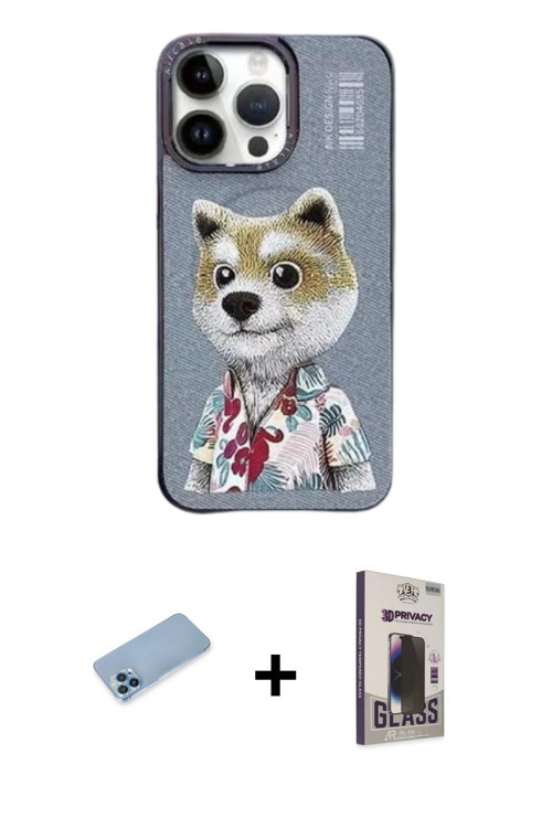 ieg™ iPhone 13 Pro Max Kılıf Siluet Modern Özel Seri - Siyah Bilvis Hayalet Cam Ekran Koruyucu + Mav