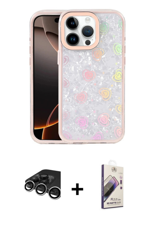 ieg™ iPhone 15 Pro Max Kılıf Odak Prime - Siyah Bilvis 3D Mat Cam Ekran Koruyucu + Gümüş Raze Metal