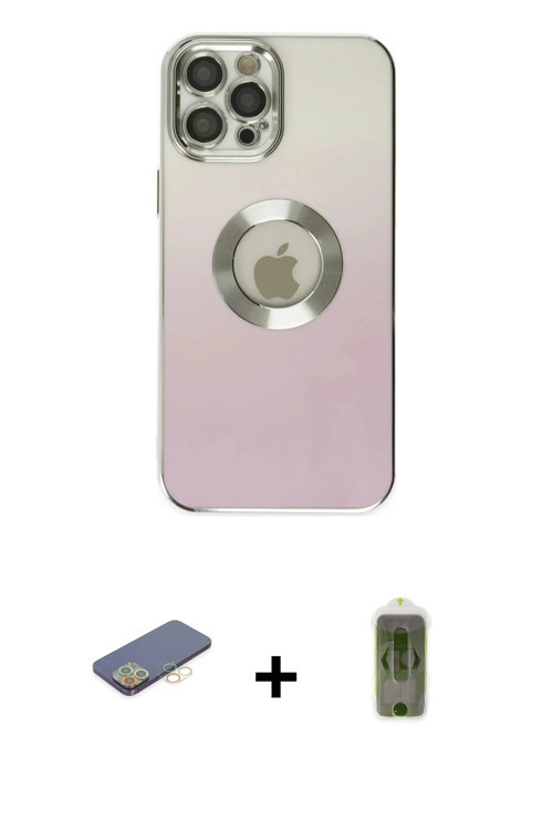 ieg™ iPhone 12 Pro Max Kılıf Kutup Yansıma Özel Seri - Siyah Joko Magic 5D Hayalet Cam + Sarı Renkli