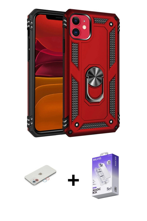 ieg™ iPhone 11 Kılıf Ahenk Klasik Koleksiyonu - Siyah Bilvis 5in1 3D Magic Cam Ekran Koruyucu + Pemb