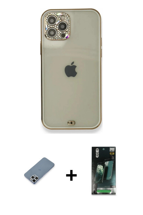 ieg™ iPhone 12 Pro Kılıf Eksen Minimal Koleksiyonu - Siyah 360 Mat Full Body Arka Koruyucu + Gümüş M