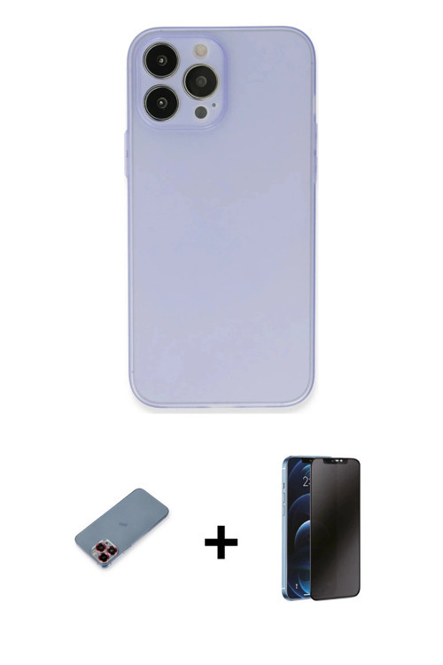ieg™ iPhone 13 Pro Max Kılıf Atlas Minimal Prime - Siyah 3D Antistatik Hayalet Cam Ekran Koruyucu +