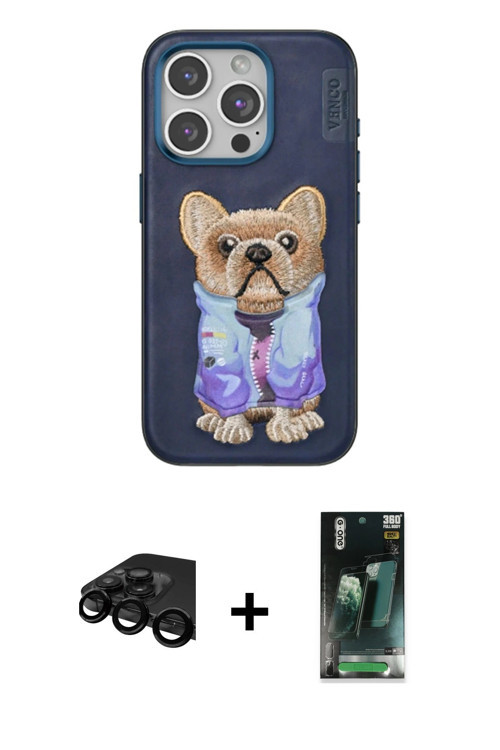 ieg™ iPhone 15 Pro Max Kılıf İz Minimal Koleksiyonu - Siyah 360 Mat Full Body Arka Koruyucu + Siyah