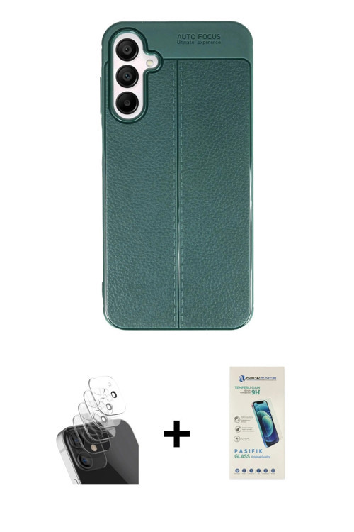 ieg™ Galaxy A55 5G Kılıf Doruk Klasik Özel Seri - Şeffaf Pasifik Cam Ekran Koruyucu + Şeffaf Kamera