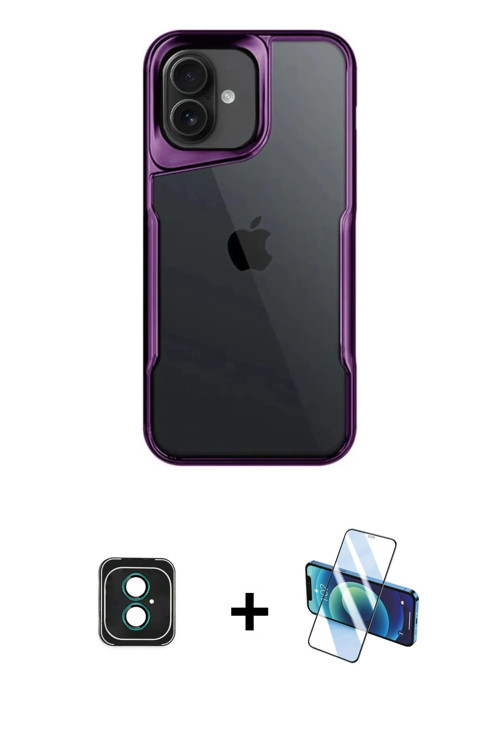 ieg™ iPhone 16 Kılıf Akış Çizgi Koleksiyonu - Siyah 3D Antistatik Seramik Nano Ekran Koruyucu + Yeşi