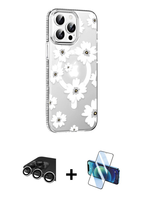 ieg™ iPhone 14 Pro Max Kılıf Yörünge Işık Prime - Siyah 3D Antistatik Cam Ekran Koruyucu + Gümüş Raz