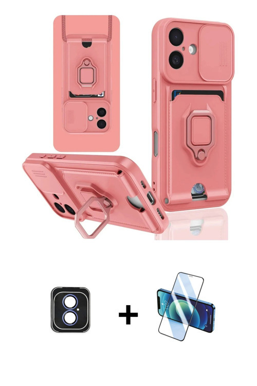 iPhone 16 Kılıf Vadi Form Prime - Siyah 3D Antistatik Seramik Nano Ekran Koruyucu + Mavi PVD Me