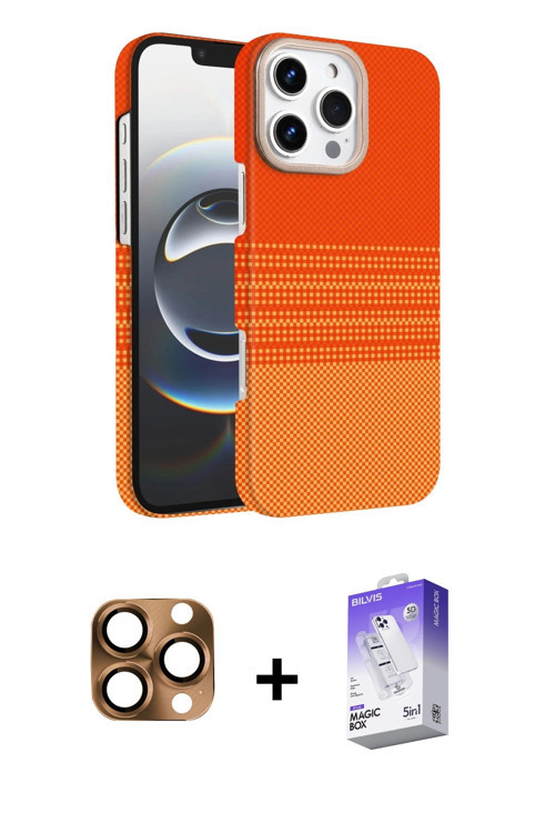 iPhone 16 Pro Max Kılıf Doruk Serisi - Siyah Bilvis 5in1 3D Magic Cam Ekran Koruyucu + Çöl Tita