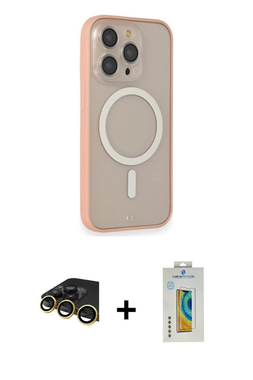 ieg™ iPhone 14 Pro Max Kılıf Siluet Işık Koleksiyonu - Siyah Polymer Nano Ekran Koruyucu + Gold Raze