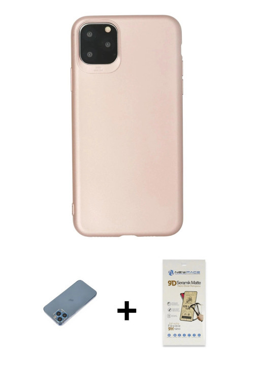 iPhone 11 Pro Max Kılıf Kozmos Yansıma Özel Seri - Siyah Mat Seramik Nano Ekran Koruyucu + Mavi