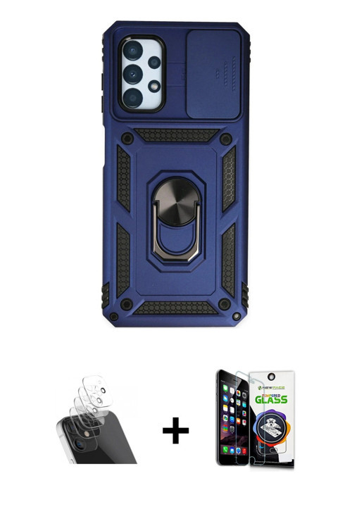 Galaxy A33 5G Kılıf Ahenk Klasik - Şeffaf Temperli Cam Ekran Koruyucu + Şeffaf Kamera Lens Koru