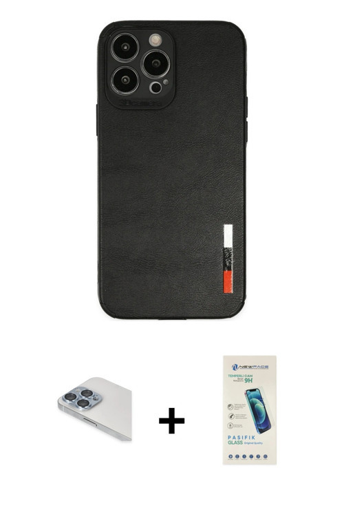 iPhone 13 Pro Max Kılıf Doruk Asil Koleksiyonu - Şeffaf Pasifik Cam Ekran Koruyucu + Sierra Blu