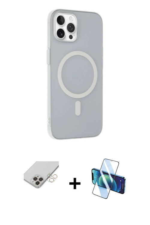iPhone 14 Pro Max Kılıf Çekirdek Modern Prime - Siyah 3D Antistatik Cam Ekran Koruyucu + Gold B