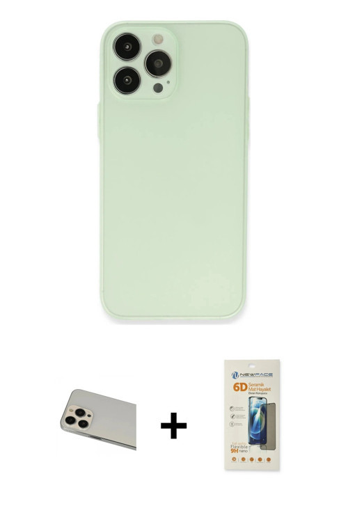 iPhone 13 Pro Max Kılıf Atlas Minimal Prime - Siyah 6D Mat Seramik Hayalet Nano Ekran Koruyucu