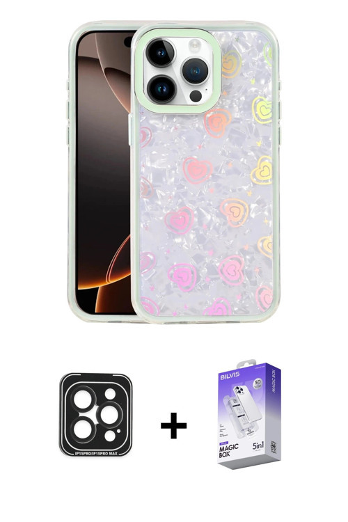 iPhone 15 Pro Max Kılıf Odak Prime - Siyah Bilvis 5in1 3D Magic Cam Ekran Koruyucu + Siyah PVD