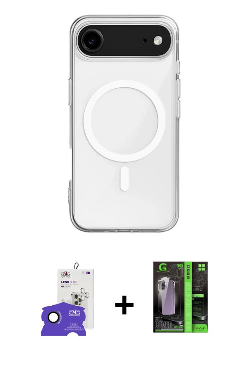 ieg™ iPhone 17 Air Kılıf Ahenk Yansıma Prime - Şeffaf 360 Full Body Arka Koruyucu + Siyah Bilvis Tit