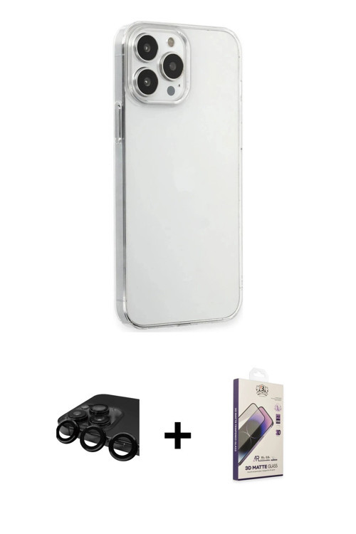 ieg™ iPhone 15 Pro Max Kılıf Kutup Doku Koleksiyonu - Siyah Bilvis 3D Mat Cam Ekran Koruyucu + Siyah