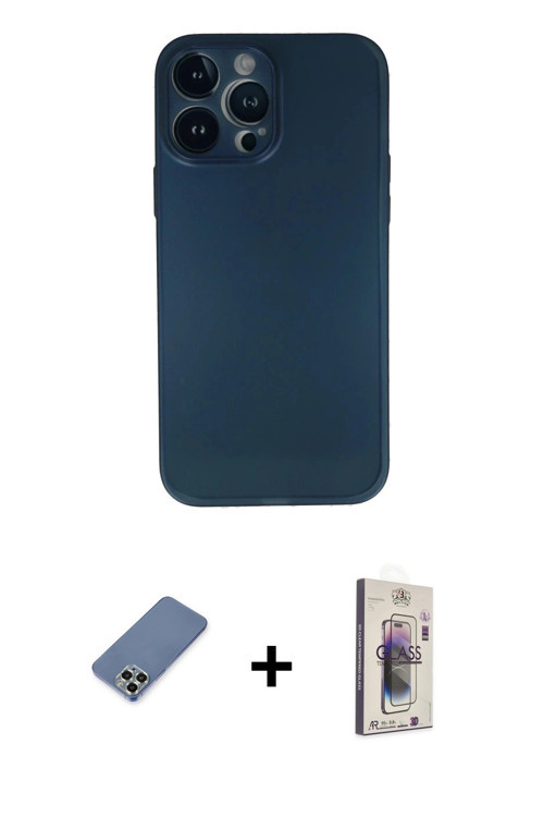 iPhone 13 Pro Max Kılıf Yadigar Yansıma Serisi - Siyah Bilvis 3D Cam Ekran Koruyucu + Açık Yeşi
