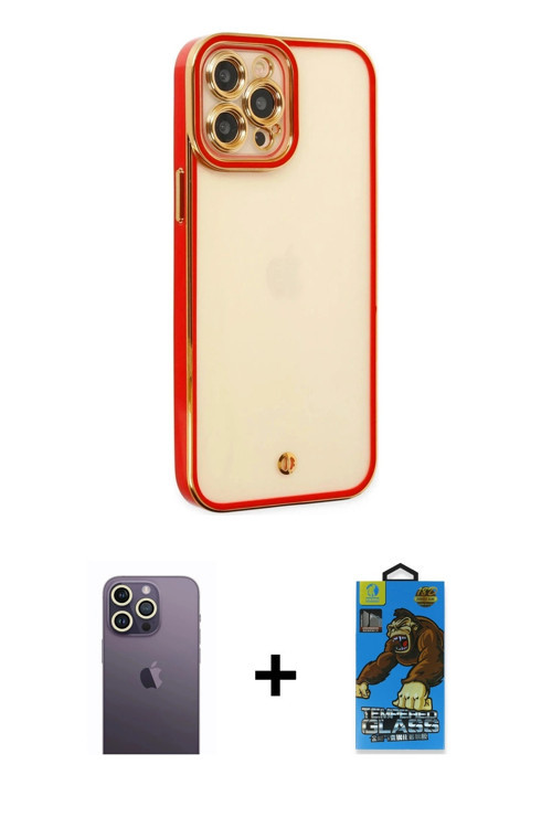 ieg™ iPhone 12 Pro Max Kılıf Çekirdek Klasik Serisi - Siyah 18D Cam Ekran Koruyucu + Beyaz Neon Fosf