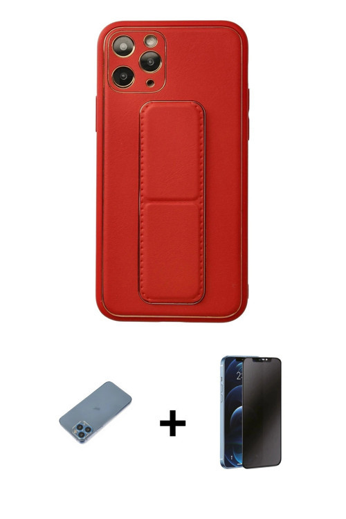 ieg™ iPhone 11 Pro Kılıf Akış Doku - Siyah 3D Antistatik Hayalet Cam Ekran Koruyucu + Mavi Shine Kam
