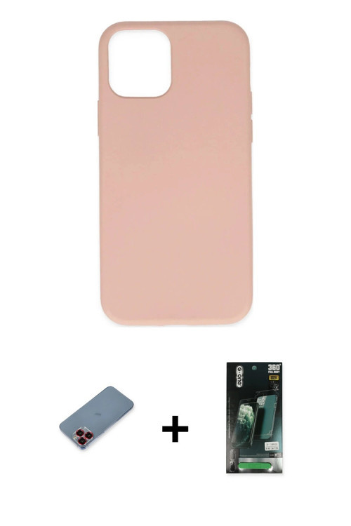 ieg™ iPhone 11 Pro Kılıf Ahenk Serisi - Siyah 360 Mat Full Body Arka Koruyucu + Kırmızı Metal Kamera