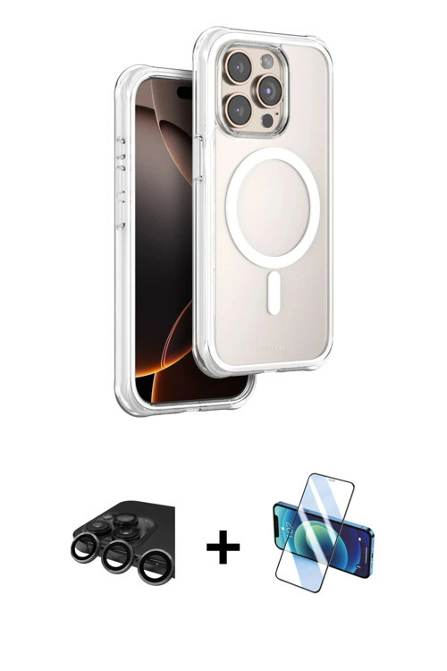 ieg™ iPhone 15 Pro Max Kılıf Zirve Klasik Prime - Siyah 3D Antistatik Cam Ekran Koruyucu + Titanyum
