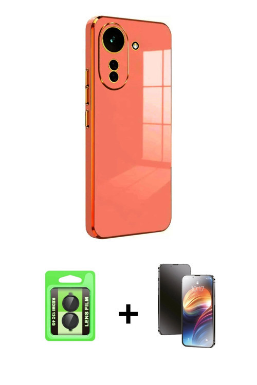 ieg™ Redmi 13C Kılıf Yankı Serisi - Siyah 3D Antistatik Mat Seramik Nano Ekran Koruyucu + Siyah Raze