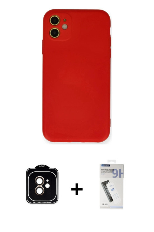 ieg™ iPhone 11 Kılıf Ahenk Serisi - Şeffaf Uv Polymer Nano Ekran Koruyucu + Turuncu PVD Metal Kamera
