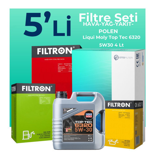Peugeot 308 1.5 Dizel Filtre Bakım Seti Liqui Moly Motor Yağlı (2019-2024) 5 Li